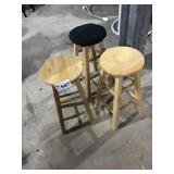 3 WOODEN BAR STOOLS