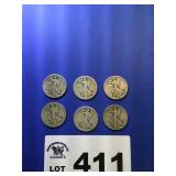 1918 WALKING LIBERTY HALF DOLLARS, 3 S, 1D, 2P