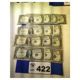 13 1 DOLLAR SILVER CERTIFICATES, 1935 SERIES