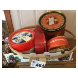 TINS W BUTTONS, THREAD, LARGE HOOP TINS W BUTTONS, THREAD, LARGE HOOP