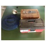 EMPTY TACKLE BOXES, FISHING NET, LADLE EMPTY TACKLE BOXES, FISHING NET, LADLE