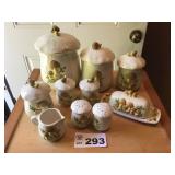 CERAMIC MUSHROOM CANISTERS, DISHED, S & P CERAMIC MUSHROOM CANISTERS, DISHED, S & P