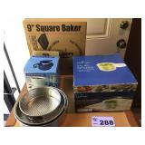 PAMPERED CHEF BAKER, SALAD SPINNER, CORNING WARE PAMPERED CHEF BAKER, SALAD SPINNER, CORNING WARE