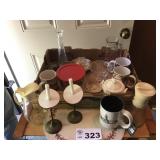 CUPS, ASHTRAYS, VASE, CANDLE STICKS CUPS, ASHTRAYS, VASE, CANDLE STICKS