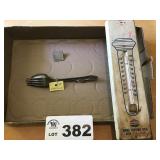 STANDARD OIL THERMOMETER, OLD SILVERWARE, STANDARD OIL THERMOMETER, OLD SILVERWARE,