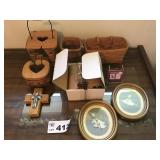 BASKETS (1 LONGENBERGER), PICTURES, CROSS, GLASS BASKETS (1 LONGENBERGER), PICTURES, CROSS, GLASS