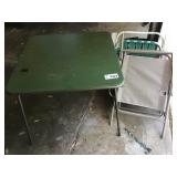 CARD TABLE, 4 LAWN CHAIRS CARD TABLE, 4 LAWN CHAIRS