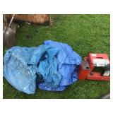 2 TARPS, STOOL,, GAS CAN, OIL 2 TARPS, STOOL,, GAS CAN, OIL