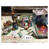 VINTAGE ITALY NATIVITY FIGURES, STAR LIGHTS, VINTAGE ITALY NATIVITY FIGURES, STAR LIGHTS,