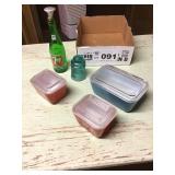 PYREX REFRIGERATOR DISHES, 7UP, INSULATOR PYREX REFRIGERATOR DISHES, 7UP, INSULATOR