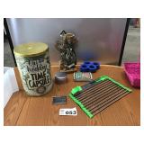 TINS, DRYING RACK, MISC ITEMS TINS, DRYING RACK, MISC ITEMS