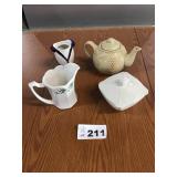 MCCOY PITCHER, TEAPOT, BOWL, VASE MCCOY PITCHER, TEAPOT, BOWL, VASE