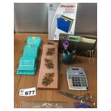 VINTAGE LETTER HOLDERS, SCISSORS, CALCULATOR VINTAGE LETTER HOLDERS, SCISSORS, CALCULATOR