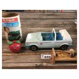 BARBIE CAR, HAPPY APPLE, EMPTY LINCOLN LOG BARBIE CAR, HAPPY APPLE, EMPTY LINCOLN LOG