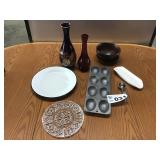 EGG MOLD, PORCELAIN PLATES, VASES, CORN HOLDER, EGG MOLD, PORCELAIN PLATES, VASES, CORN HOLDER,