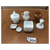 HOBNAIL FENTON PIECES, MISC GLASSWARE HOBNAIL FENTON PIECES, MISC GLASSWARE