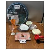 UTILITY HAMPER, DISHES, ASHTRAY UTILITY HAMPER, DISHES, ASHTRAY
