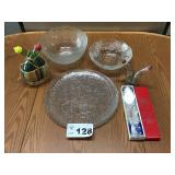 PLATTER, BOWL, V & O DISPENSERS, DESSERT SERVER PLATTER, BOWL, V & O DISPENSERS, DESSERT SERVER