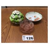 PINK BOWL SET, PORCELAIN HAND PAINTED BOWL, PINK BOWL SET, PORCELAIN HAND PAINTED BOWL,