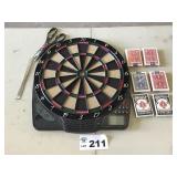 DART BOARD, PLAYING CARDS