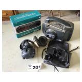 BUSHNELL BINOCULARS, HEAD MUFFS, RADIOS