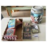 TINS, GREETING CARDS, CDS
