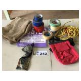 SKI ROPE, TAPE, SIGNS, BURLAP BAG