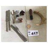 DUCK CALL, DUCKS UNLIMITED COIN, SHED, GRENADE