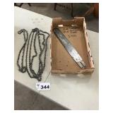 16 IN BAR, 4 CHAINSAW CHAINS USED 16 IN