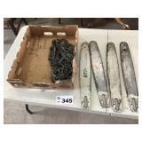 4 18 IN BARS, 10 USED 18 IN CHAINSAW CHAINS
