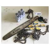 STIHL CHAINSAW BAR, CHAINS, OIL, PLUGS