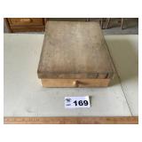 UTENSIL WOODEN BOX w BUTCHER BLOCK TOP