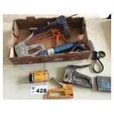 STAPLERS, STAPLES, CAULK GUNS, OIL WRENCH