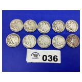 WALKING LIBERTY HALVES (10  COINS)