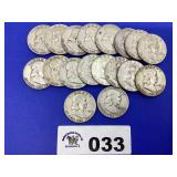 FRANKLIN HALVES (18 COINS)