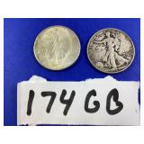 1943D - 1942S - WALKING LIBERTY HALVES