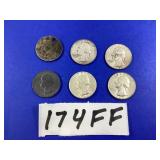 SILVER WASHINGTON QUARTERS - 6