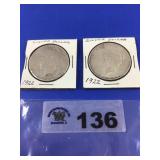 1922 PEACE DOLLARS (2 coins)