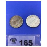 1921 MORGAN DOLLAR, 1922 PEACE DOLLAR