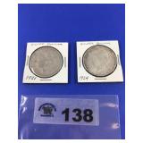 1921 MORGAN DOLLAR, 1924 PEACE DOLLAR