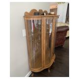 Curved Glass Curio Cabinet (one broken leg)