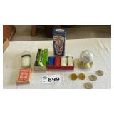 BASEBALL SIGNATURES, POKER CHIPS, CARDS,