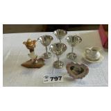 PILGRIM SILVERPLATE GOBLETS, FRAME, STONE ROSE,