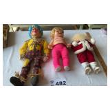 3 PLASTIC FACED DOLLS