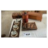 WEATHER STATION, JEWELRY BOXES, TIN
