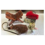 VINTAGE RATTLE, FLASK, BOOK HOLDER