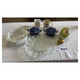 GLASS EGG PLATE, CASSEROLE DISH, SOUP DISHES,