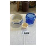 CROCK, CROCK BOWL, BISQUIT JAR-no lid, crock has