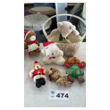 ASSORTMENT OF BEARS, BASKET