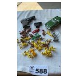 CORVETTE CAR, SQUIRT GUN, PLASTIC COWBOY FIGURES